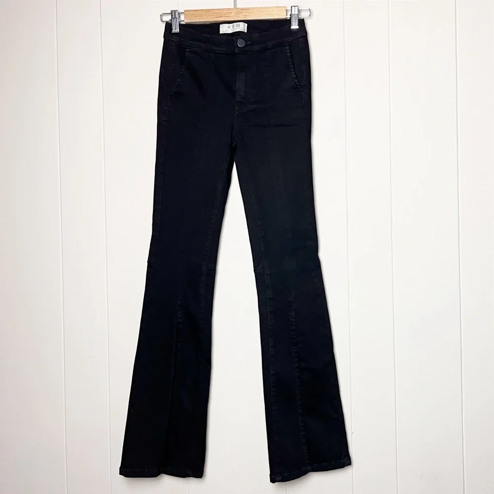 Free People We the Free Split Flare‎ Jeans 24 00 black high rise front slit